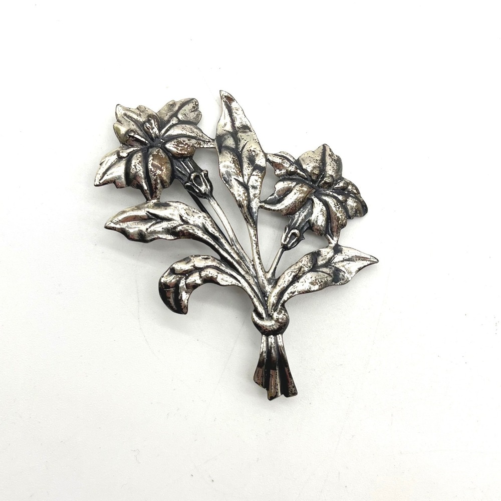 Danecraft Sterling Silver Floral Bouquet Brooch Vintage Flower Pin 31.1g